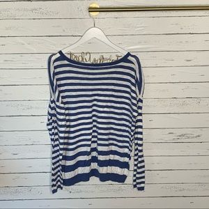 Vince Sweaters - Vince. Blue and White Striped Crewneck Sweater Vince Sweaters - Vince. Blue and White Striped Crewneck Sweater